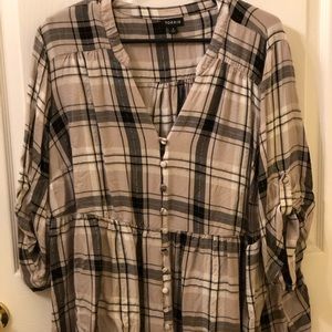 Harper Taupe Stripe Pullover Blouse